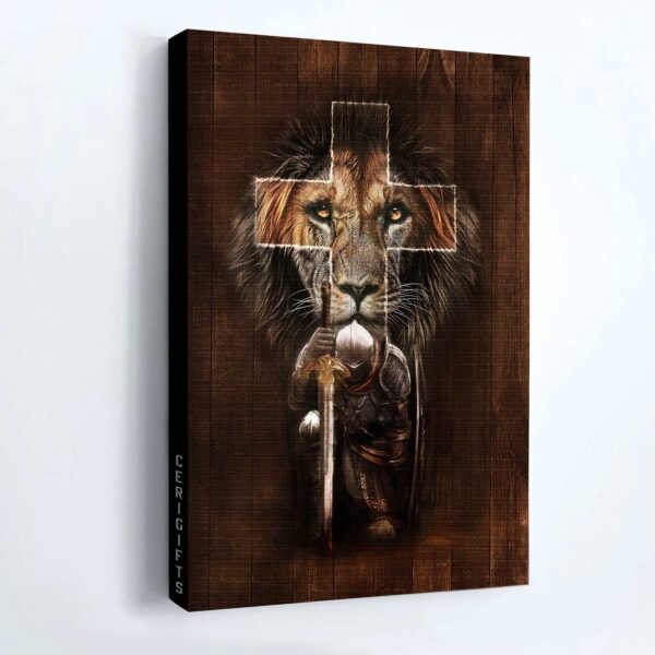 Jesus Portrait Poster: Symbolic Warrior Drawing & Beautiful Cross Painting – Perfect Christian Landscape Home Decor Gift