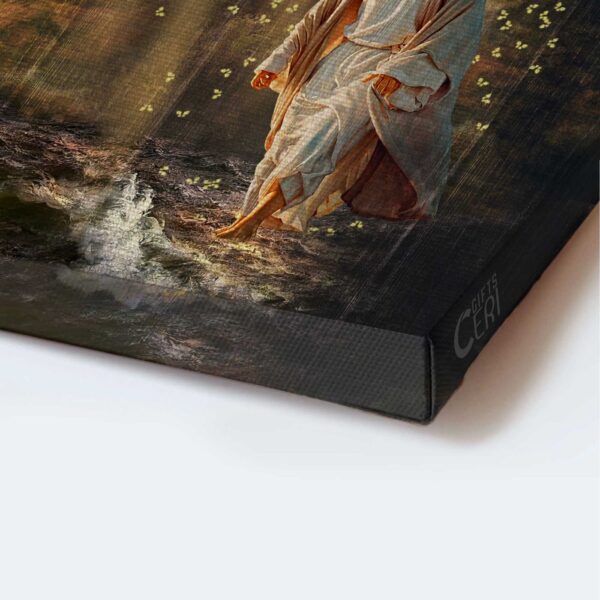 Jesus Portrait Poster Home Decor Gift – Life Of Jesus Halo Painting Walking On Water – Ideal Christian Gift