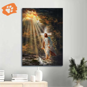 Jesus Portrait Poster Home Decor Gift - Life Of Jesus Halo Painting Walking On Water - Ideal Christian Gift