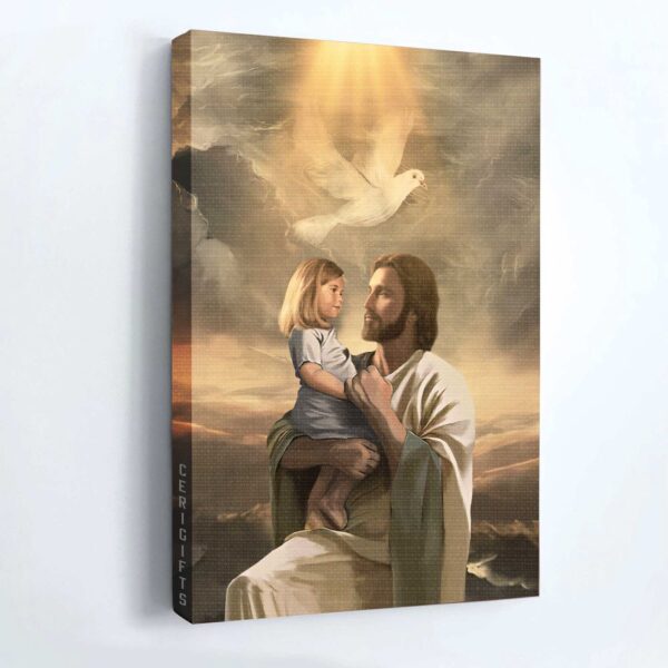 Life of Jesus Poster: White Dove & Jesus With Child – Christian Home Decor Gift