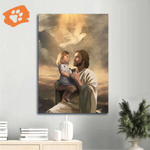 Life of Jesus Poster: White Dove & Jesus With Child - Christian Home Decor Gift