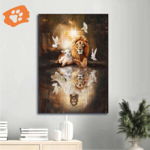 Jesus Portrait Poster - Lion of Judah Lamb of God Dove Light Cross - Christian Home Decor Gift