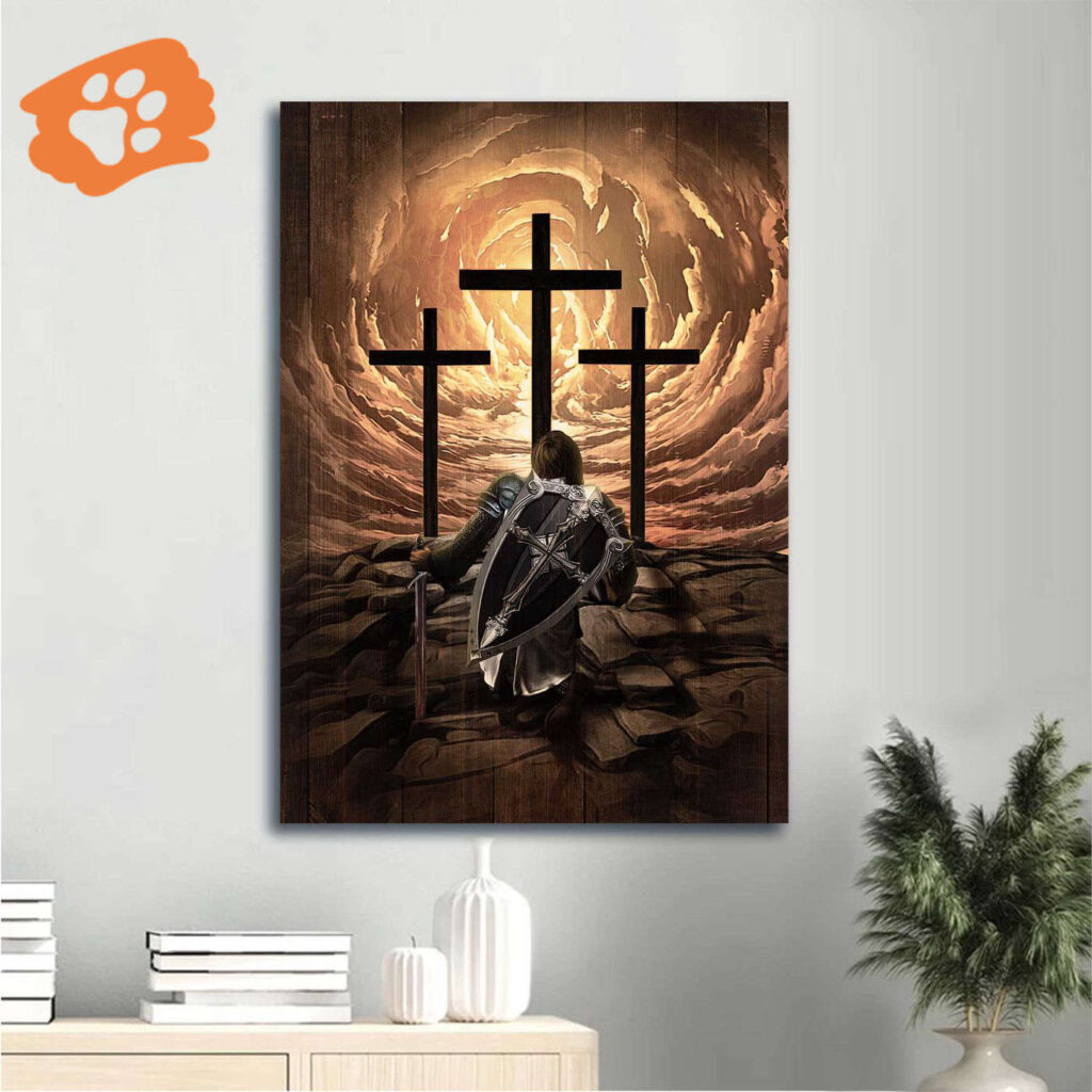 Jesus Portrait Poster Home Decor Gift – The Old Rugged Cross Warrior Of God Knight Drawing – Gift For Christian Jesus Portrait Poster Home Decor Gift – The Old Rugged Cross Warrior Of God Knight Drawing – Gift For Christian