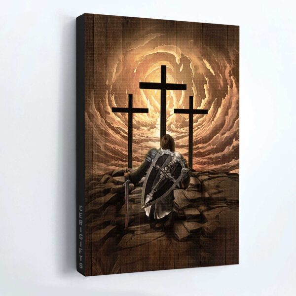 Jesus Portrait Poster Home Decor Gift – The Old Rugged Cross Warrior Of God Knight Drawing – Gift For Christian