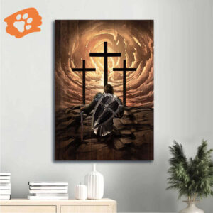 Jesus Portrait Poster Home Decor Gift - The Old Rugged Cross Warrior Of God Knight Drawing - Gift For Christian