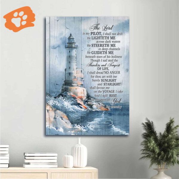 Christian Home Decor Gift: Jesus Portrait & Lighthouses Poster – The Sailor s Psalm The Lord Is My Pilot