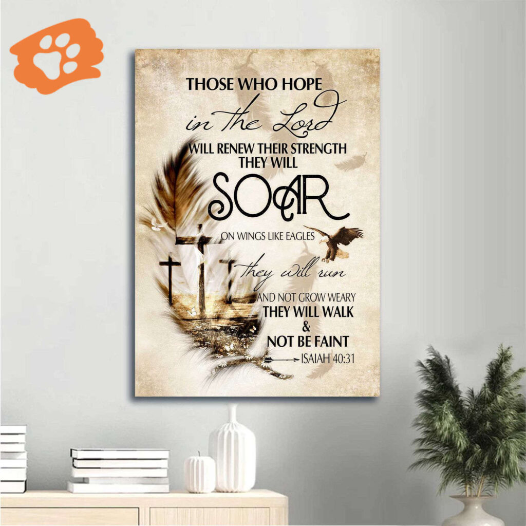 Religious Home Decor Gift – Jesus & Three Crosses Feather & Wings Poster for Christians Religious Home Decor Gift – Jesus & Three Crosses Feather & Wings Poster for Christians
