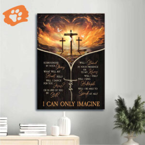 Christian Home Decor Gift: Jesus Portrait Poster with Three Crosses Flower Field Heaven s Light - Perfect for Christian - I Can Only Imagine