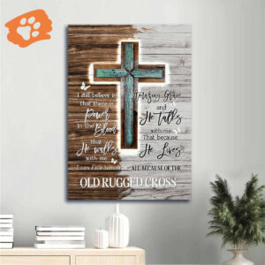 Jesus Portrait & Wooden Cross Home Decor Gifts for Christians - Beautiful & Old Rugged Cross Posters