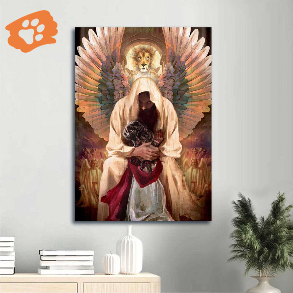 Jesus Portrait Poster: Pray For Healing With Angel Wings – Christian Home Decor Gift Jesus Portrait Poster: Pray For Healing With Angel Wings – Christian Home Decor Gift