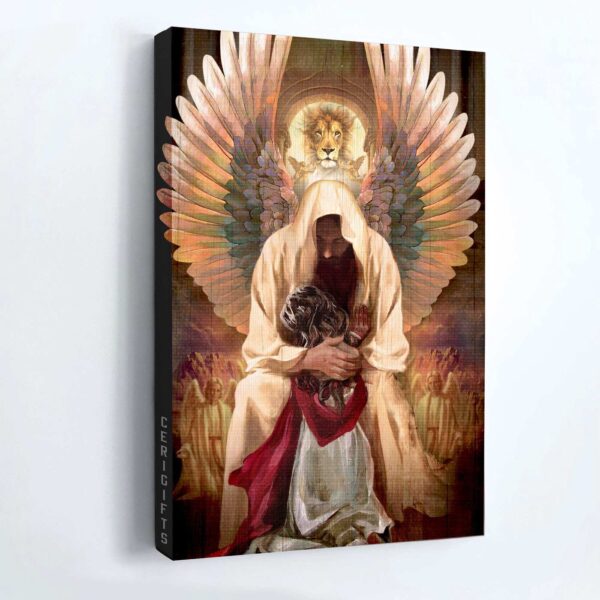 Jesus Portrait Poster: Pray For Healing With Angel Wings – Christian Home Decor Gift