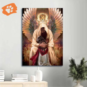 Jesus Portrait Poster: Pray For Healing With Angel Wings - Christian Home Decor Gift
