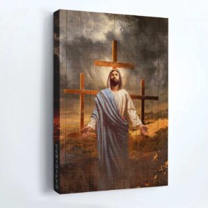 Christian Home Decor Gift: Jesus Portrait Poster with Old Rugged Cross and Black Cloud 1