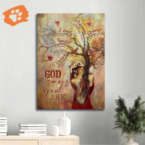 Jesus Portrait Poster - Inspirational Home Decor Gift with Bible Verses Red Cardinal Autumn Season - Perfect Gift for Religious Christians