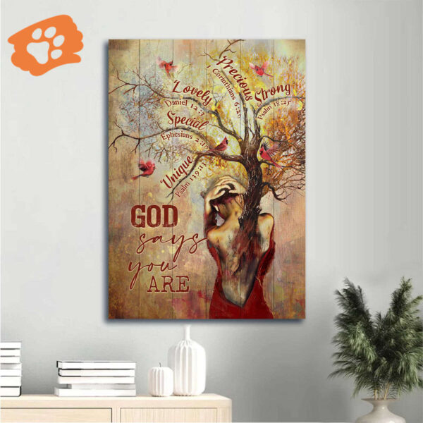 Jesus Portrait Poster – Inspirational Home Decor Gift with Bible Verses Red Cardinal Autumn Season – Perfect Gift for Religious Christians
