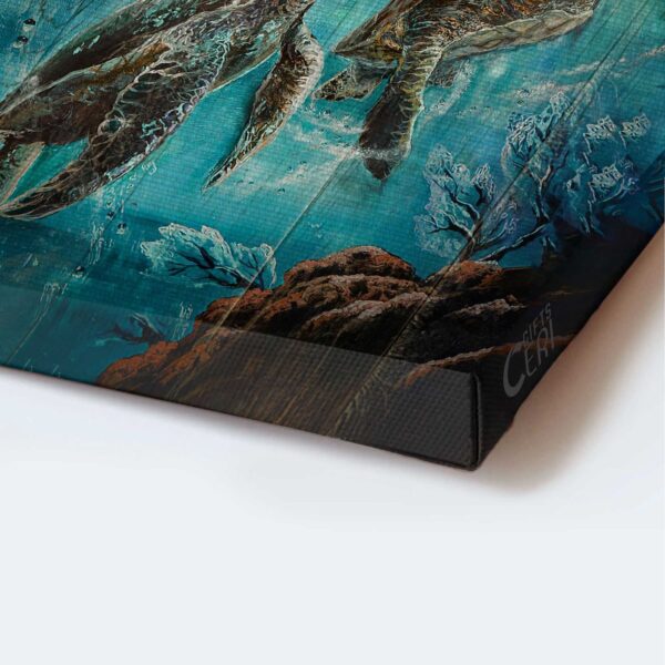 Christian Home Decor Gift: Jesus Portrait & Turtle Couple Under The Sea Poster – Walk by Faith