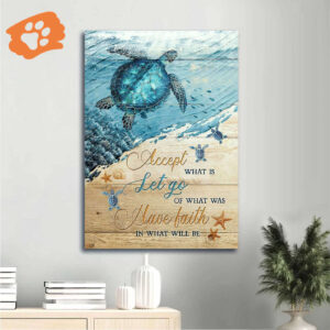 Christian Home Decor Gifts: Jesus & Turtle Under The Ocean Poster - Faith Inspired Wall Art