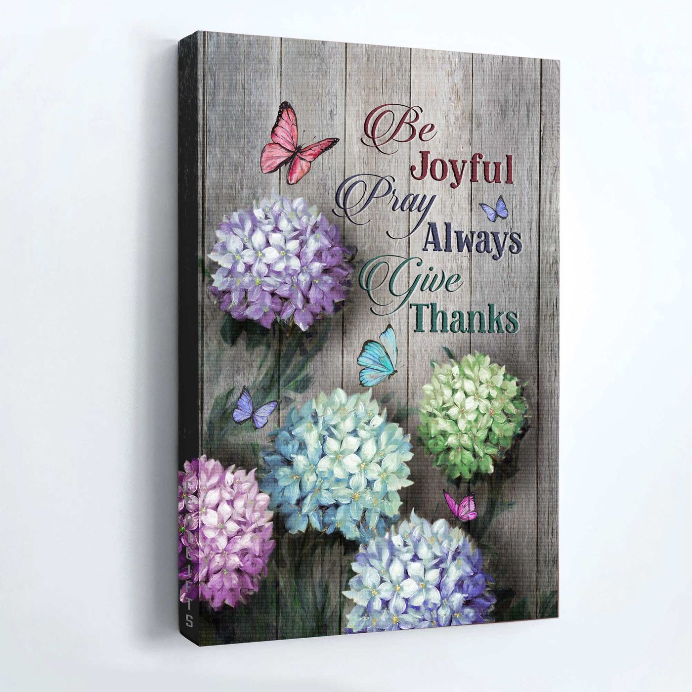 Jesus Portrait Poster Home Decor Gift – Hydrangea Butterfly Christian Wall Art – Be Joyful Pray Always Give Thanks