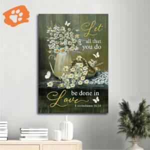 Vintage Jesus Portrait Poster: Beautiful Flower & Butterfly Home Decor Gift for Christians - Done In Love