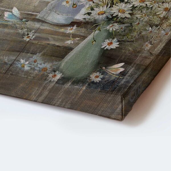 Vintage Jesus Portrait Poster with Flower Vase and Dragonfly – Christian Home Decor Gift Just Breathe