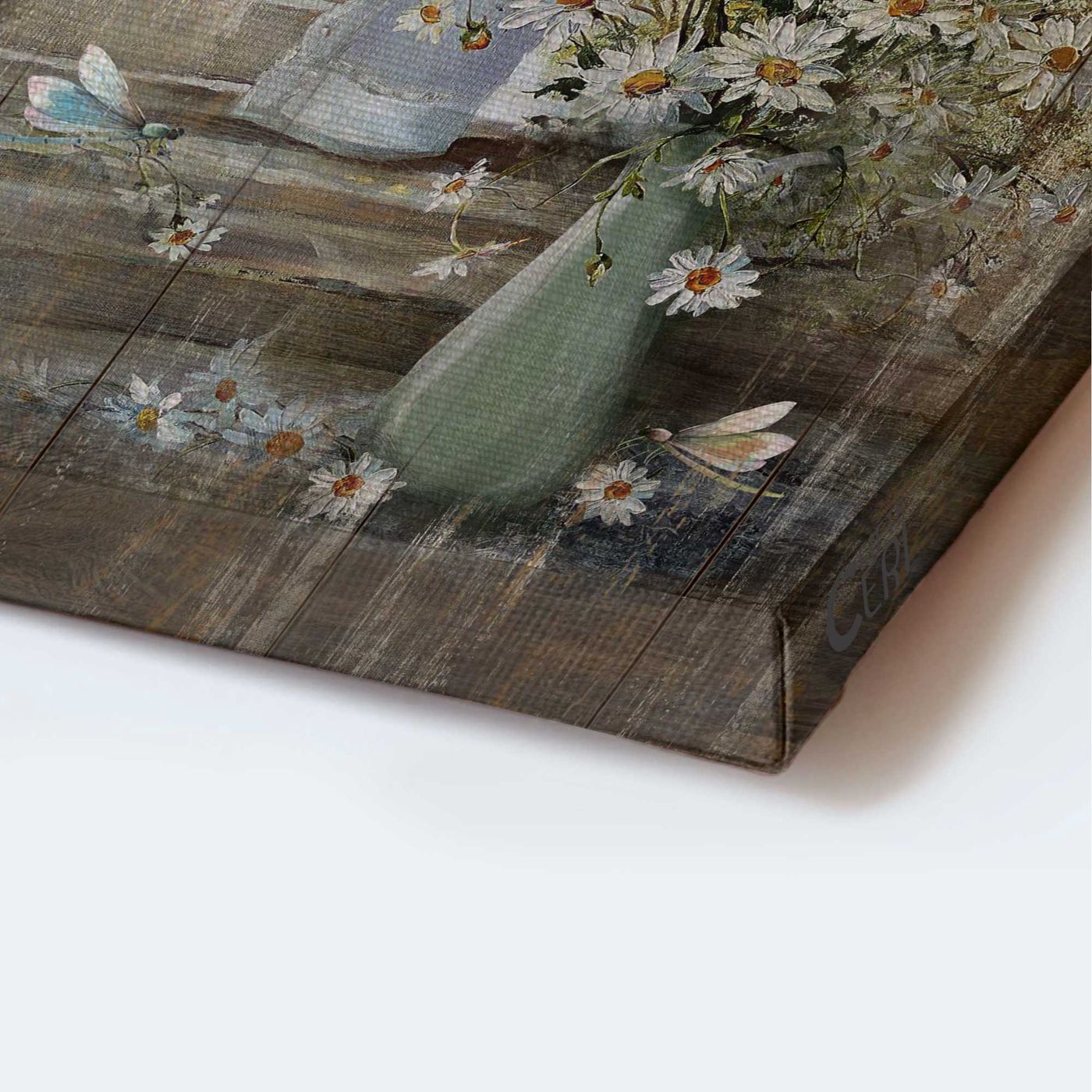 Vintage Jesus Portrait Poster with Flower Vase and Dragonfly – Christian Home Decor Gift – Just Breathe Poster