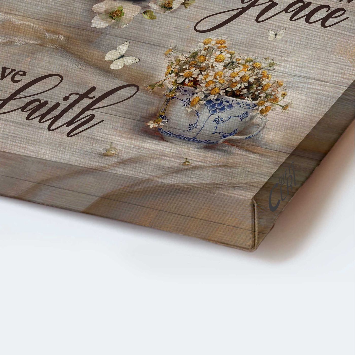 Vintage Flower Vase Still Life Painting Jesus Portrait Poster – Gift For Christian – Chose Love Show Grace Have Faith