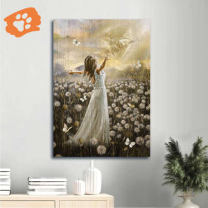 Jesus Portrait Poster Home Decor Gift - Walking with Jesus in Dandelion Field Beautiful Christian  Poster Home Decor Gift