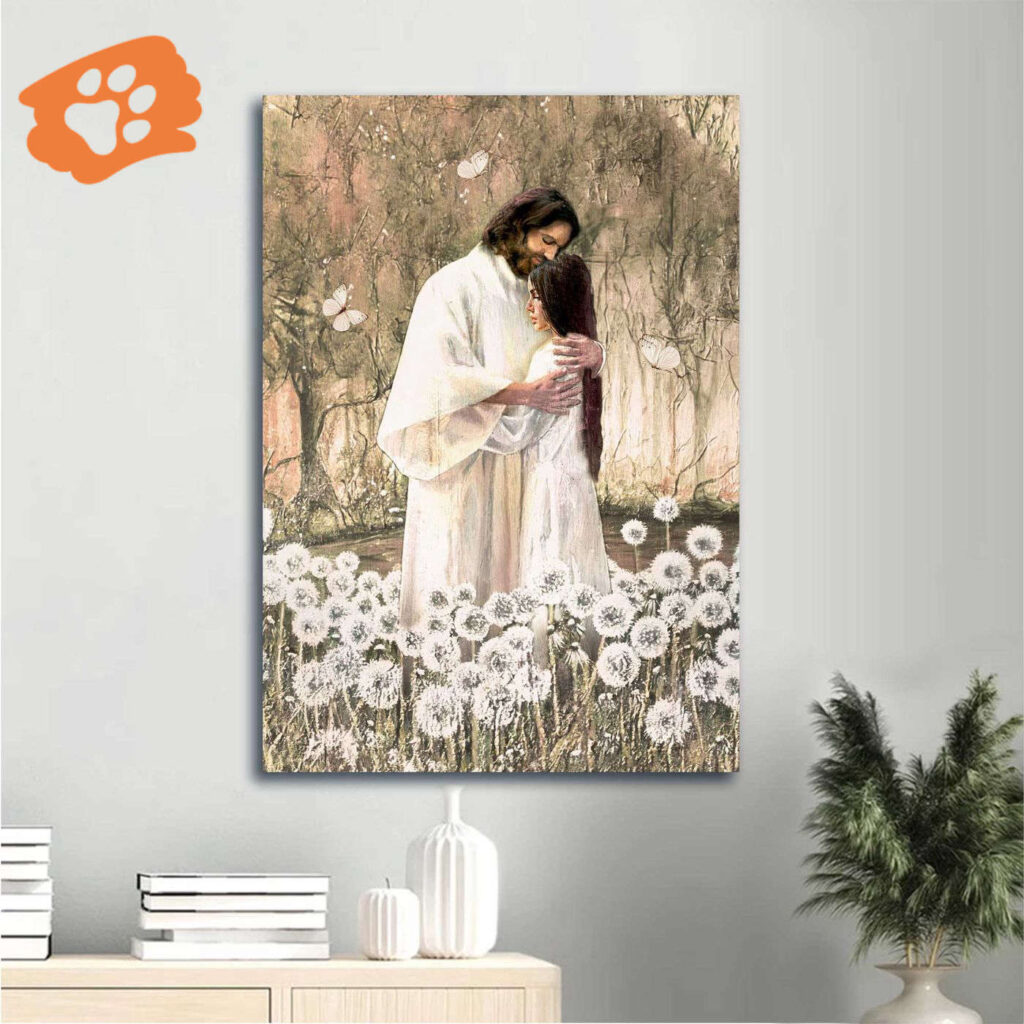 Jesus Portrait & Dandelion Field Poster Home Decor – Gift for Christian Jesus Portrait & Dandelion Field Poster Home Decor – Gift for Christian
