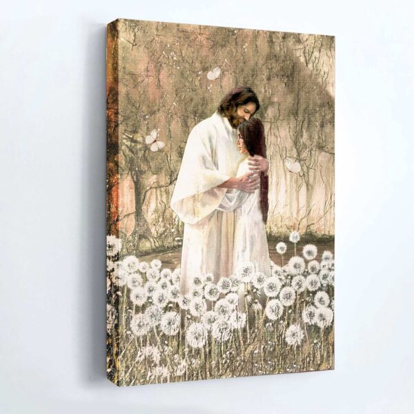 Jesus Portrait & Dandelion Field Poster Home Decor – Gift for Christian