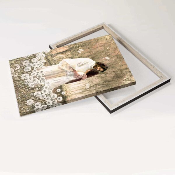Jesus Portrait & Dandelion Field Poster Home Decor – Gift for Christian