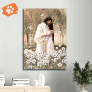 Jesus Portrait & Dandelion Field Poster Home Decor - Gift for Christian