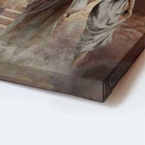 Jesus Portrait Poster – Walking With Jesus to Heaven Yellow Cross Christian Home Decor Gift