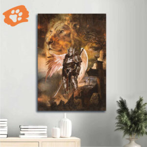 Warrior Jesus Lion of Judah Poster Home Decor Gift - Beautiful Wings Cross Christian Gift