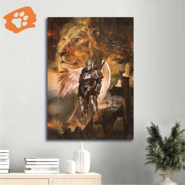 Warrior Jesus Lion of Judah Poster Home Decor Gift – Beautiful Wings Cross Christian Gift