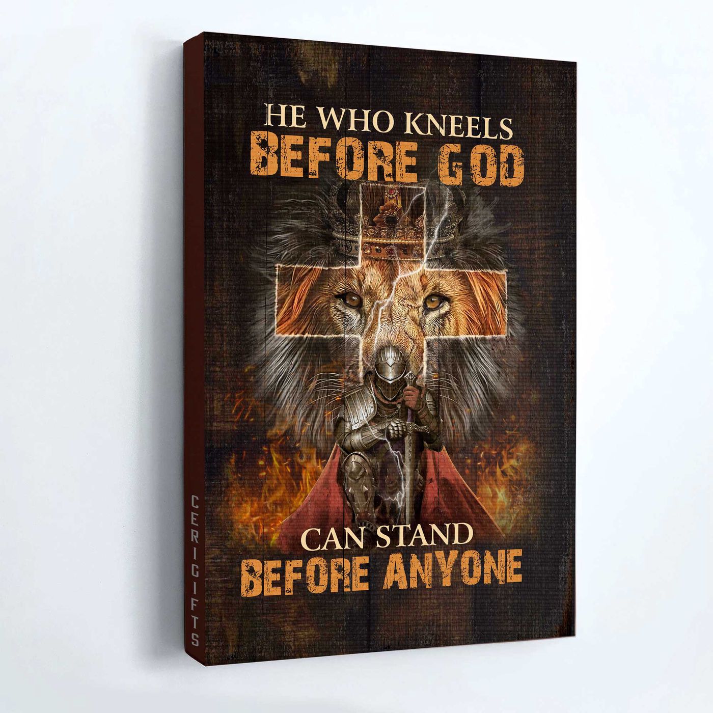 Jesus Warrior Lion Cross Poster Home Decor Gift for Christian – Inspirational Quote Wall Art