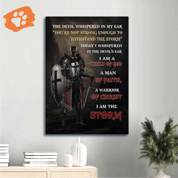 Jesus Warrior Knight Painting Poster – Christian Home Decor Gift – I Am The Storm