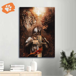 Jesus Portrait Warrior Painting Lion of Judah Poster Home Decor Gift for Christian