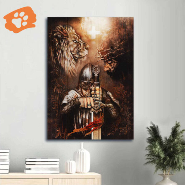 Jesus Portrait Warrior Painting Lion of Judah Poster Home Decor Gift for Christian