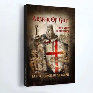 Jesus Warrior Portrait Poster - Red Cross Drawing Home Decor Gift for Christian - Armor of God 1