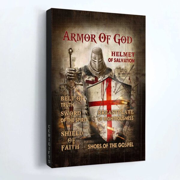 Jesus Warrior Portrait Poster – Red Cross Drawing Home Decor Gift for Christian – Armor of God