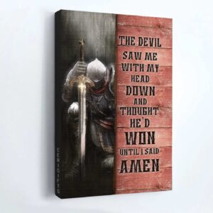 Jesus Warrior Poster - Christian Home Decor Gift - Devil Defeated Amen - Religious Wall Art 1
