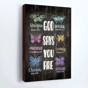 Jesus Portrait Poster with Watercolor Butterflies & Bible Verses - Inspirational Christian Home Decor Gift 1