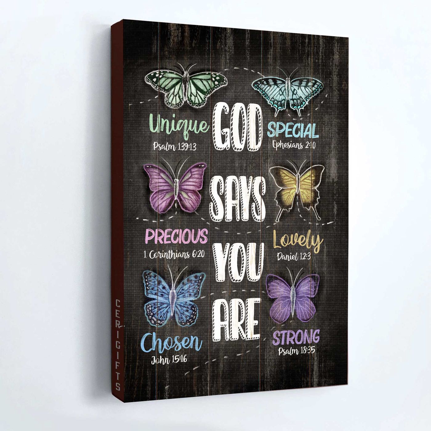 Jesus Portrait Poster with Watercolor Butterflies & Bible Verses – Inspirational Christian Home Decor Gift