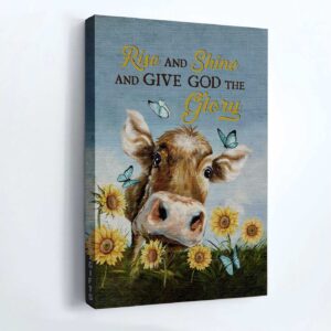Jesus Portrait Poster Home Decor - Watercolor Cow Sunflower Field Butterfly Gift - Christian Rise And Shine 1
