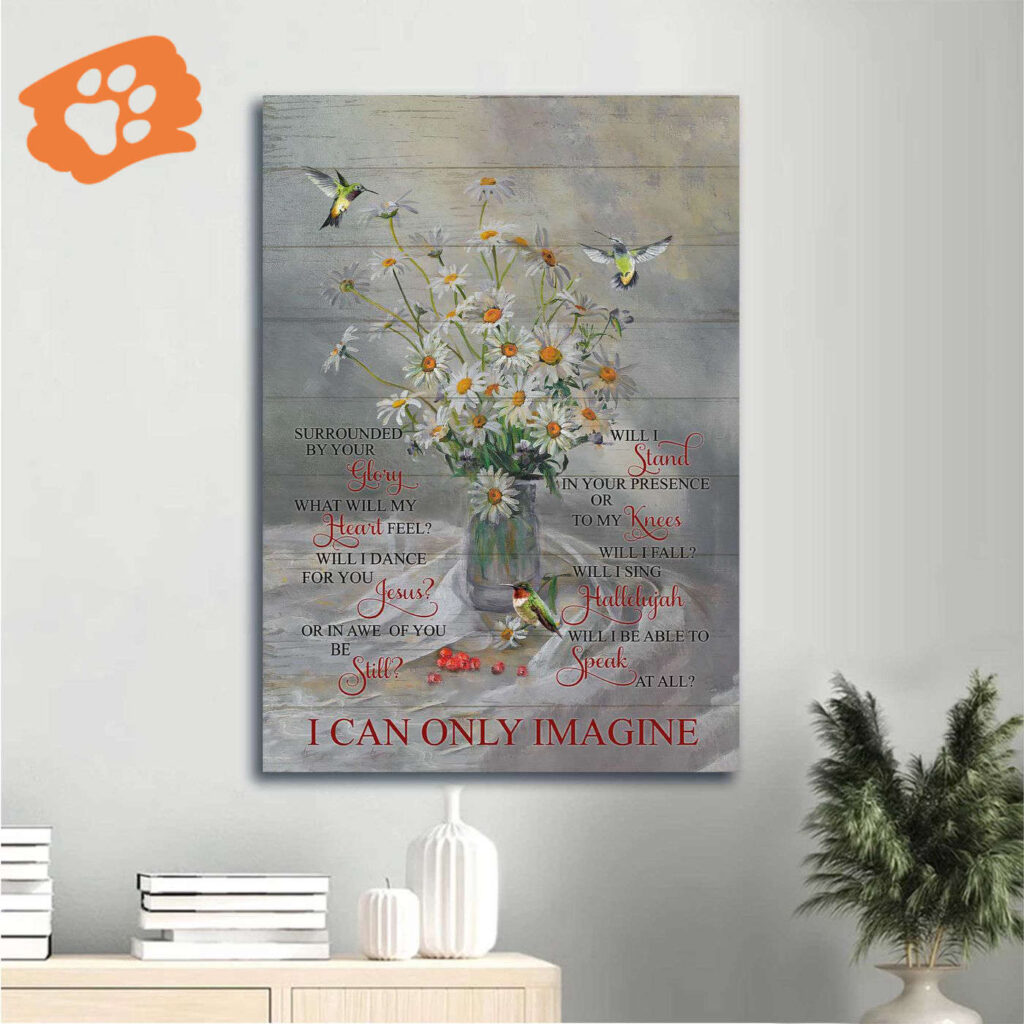 Christian Home Decor Gift – Jesus Portrait Poster with Watercolor Daisy and Hummingbird – I Can Only Imagine Christian Home Decor Gift – Jesus Portrait Poster with Watercolor Daisy and Hummingbird – I Can Only Imagine