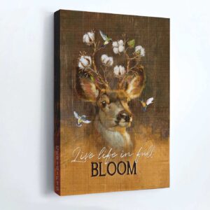Jesus Portrait Watercolor Deer & Cotton Flower Crown Poster - Gift For Christian Home Decor - Live Life In Full Bloom 1