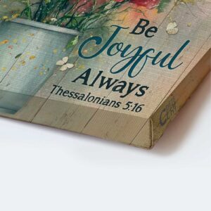 Jesus Portrait Poster - Watercolor Flower & Butterfly Home Decor Gift for Christian - Be Joyful Always 1