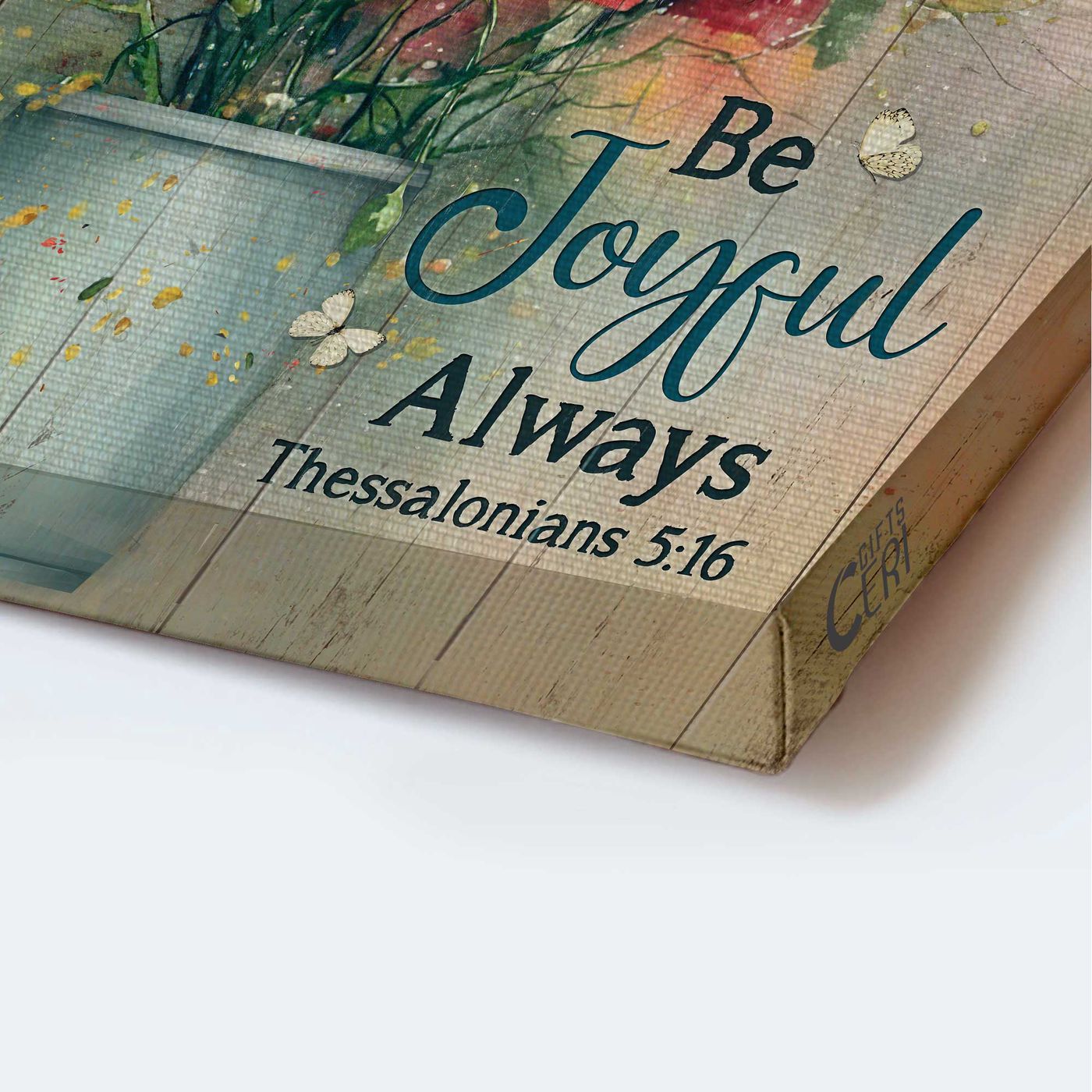 Jesus Portrait Poster – Watercolor Flower & Butterfly Home Decor Gift for Christian – Be Joyful Always