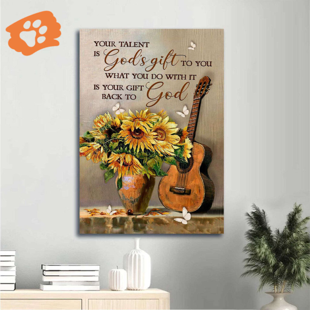 Christian Home Decor Gift: Jesus Portrait & Sunflower Vase Watercolor Poster Christian Home Decor Gift: Jesus Portrait & Sunflower Vase Watercolor Poster