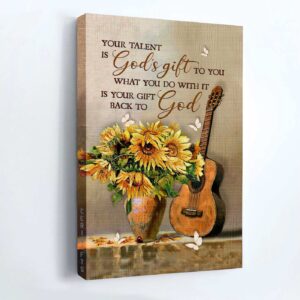 Christian Home Decor Gift: Jesus Portrait & Sunflower Vase Watercolor Poster 1